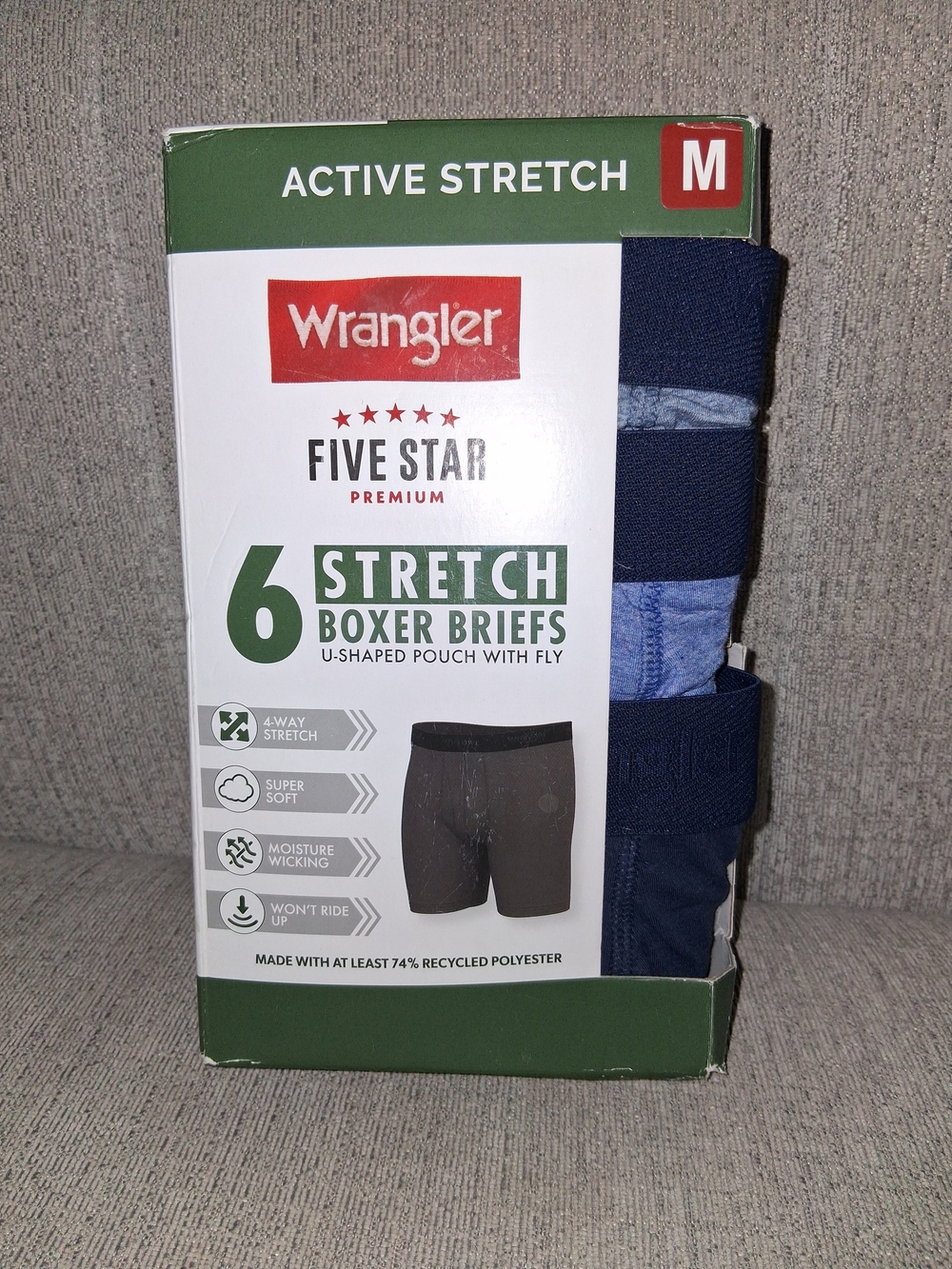 Wrangler Men's Boxer Briefs Pack - Navy & Light Blue Sz Medium